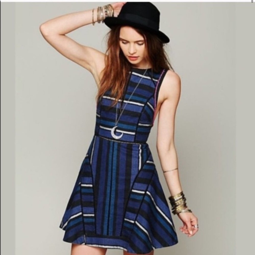 Free People New Romantics Striped Dress Blue 4